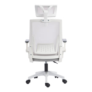 Καρέκλα γραφείου Plymot  λευκή - mesh γκρι 48x58x112-122εκ - Pakobazaar