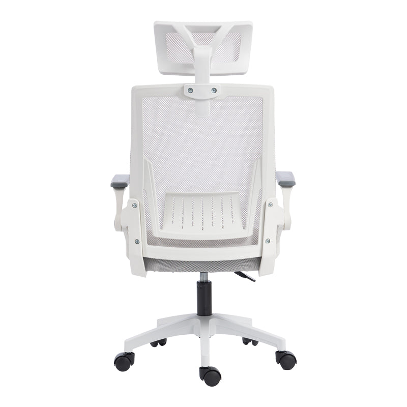 Καρέκλα γραφείου Plymot  λευκή - mesh γκρι 48x58x112-122εκ - Pakobazaar