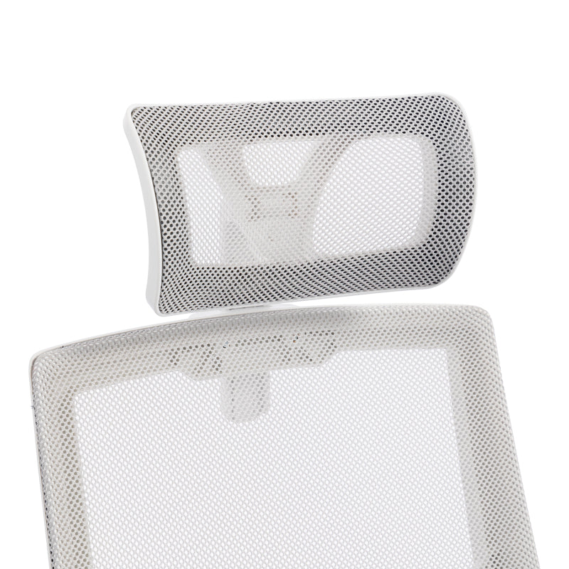 Καρέκλα γραφείου Plymot  λευκή - mesh γκρι 48x58x112-122εκ - Pakobazaar