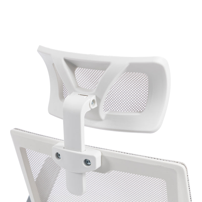 Καρέκλα γραφείου Plymot  λευκή - mesh γκρι 48x58x112-122εκ - Pakobazaar