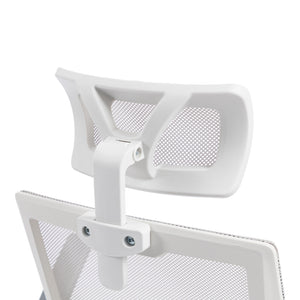 Καρέκλα γραφείου Plymot  λευκή - mesh γκρι 48x58x112-122εκ - Pakobazaar