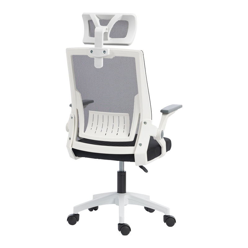Καρέκλα γραφείου Plymot  λευκή - mesh μαύρο 48x58x112-122εκ - Pakobazaar