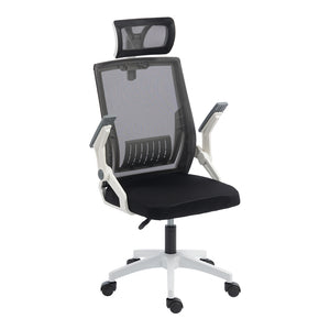 Καρέκλα γραφείου Plymot  λευκή - mesh μαύρο 48x58x112-122εκ - Pakobazaar