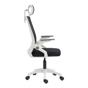 Καρέκλα γραφείου Plymot  λευκή - mesh μαύρο 48x58x112-122εκ - Pakobazaar