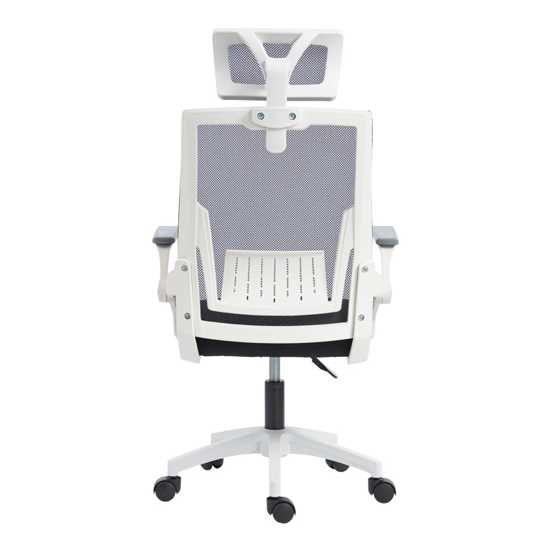 Καρέκλα γραφείου Plymot  λευκή - mesh μαύρο 48x58x112-122εκ - Pakobazaar