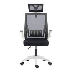 Καρέκλα γραφείου Plymot  λευκή - mesh μαύρο 48x58x112-122εκ - Pakobazaar