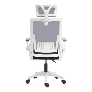 Καρέκλα γραφείου Plymot  λευκή - mesh μαύρο 48x58x112-122εκ - Pakobazaar