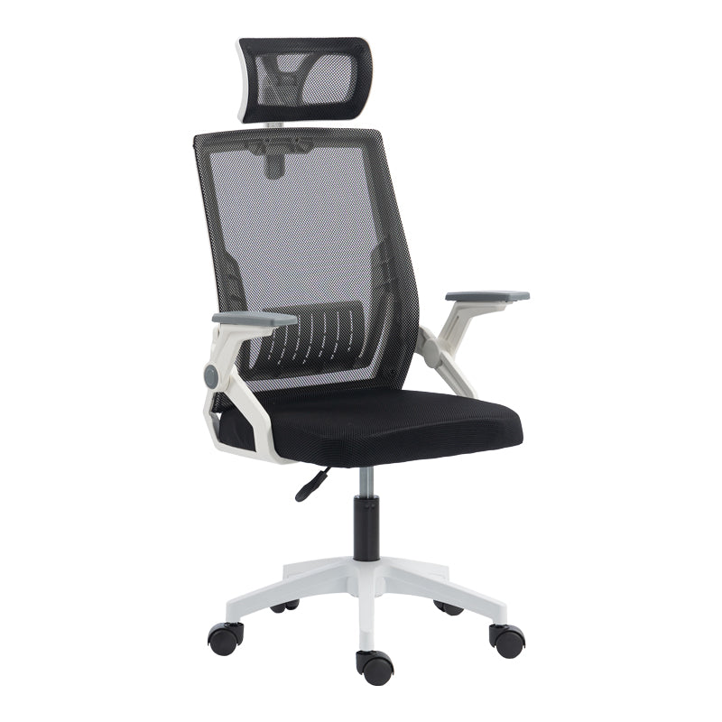 Καρέκλα γραφείου Plymot  λευκή - mesh μαύρο 48x58x112-122εκ - Pakobazaar