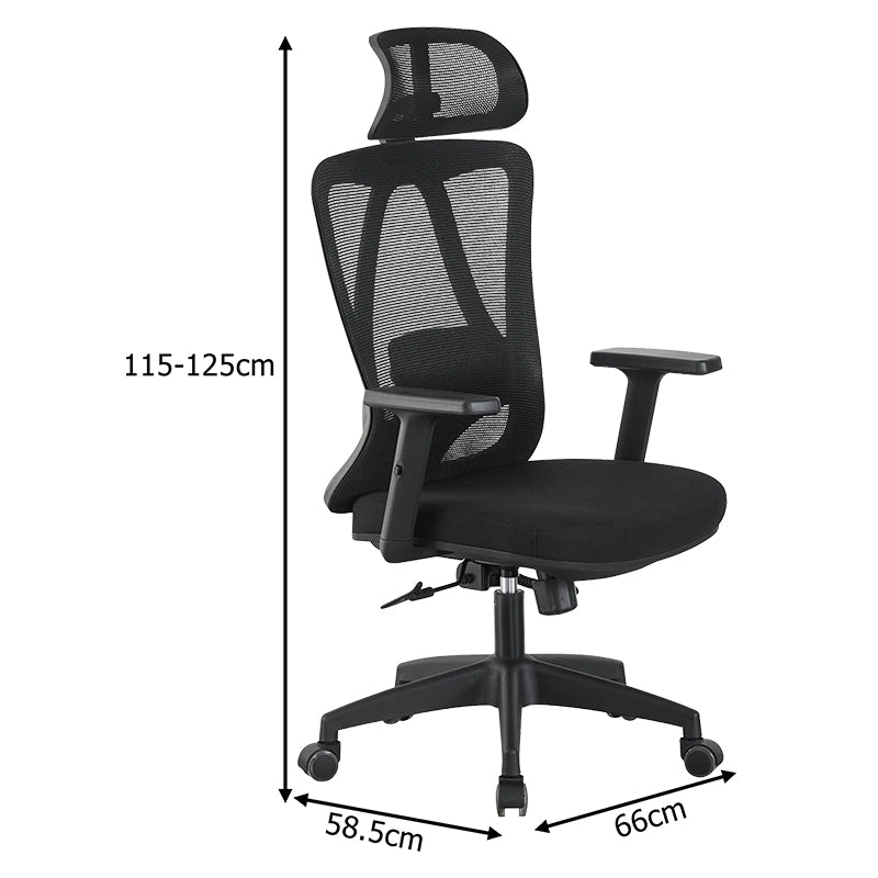 Καρέκλα γραφείου διευθυντή Magida  mesh μαύρο 58.5x66x115-125εκ - Pakobazaar