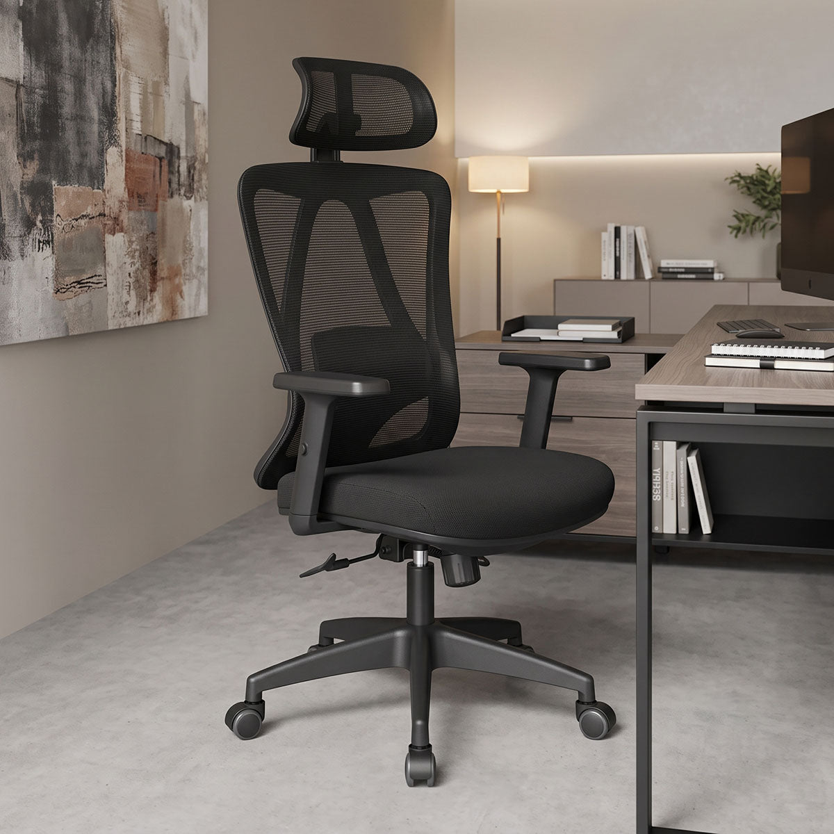 Καρέκλα γραφείου διευθυντή Magida  mesh μαύρο 58.5x66x115-125εκ - Pakobazaar