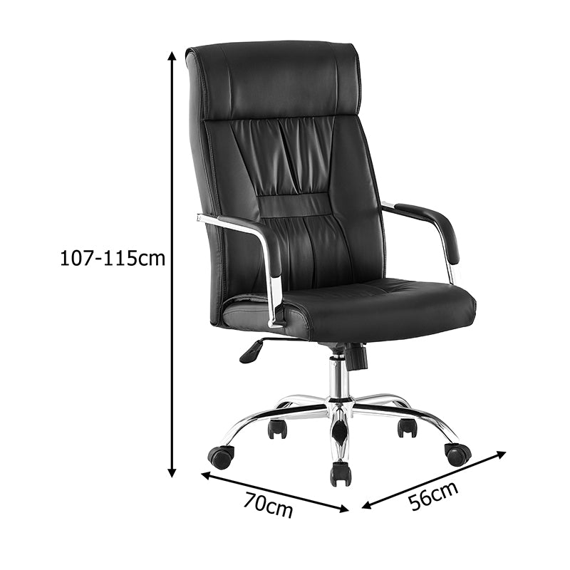 Καρέκλα γραφείου διευθυντή Biani  pu μαύρο 56x70x107-115εκ - Pakobazaar