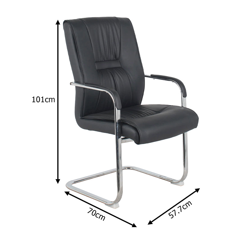 Καρέκλα επισκέπτη Biani  μαύρο pu-πόδι χρωμίου 57.7x70x101εκ - Pakobazaar