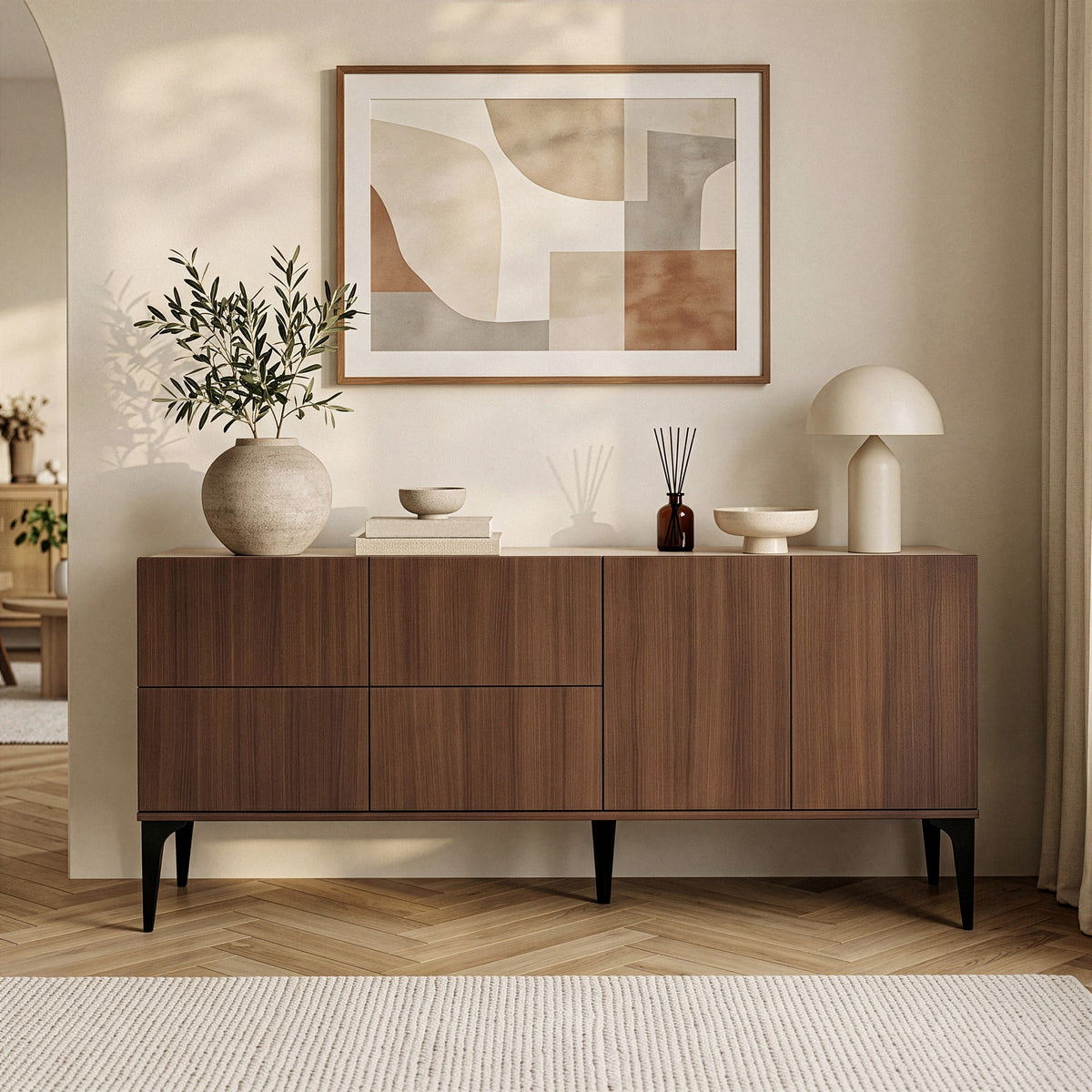 Κονσόλα Roumeli Travertine - Καρυδί Nile 180x40x80 εκ. Μελαμίνης