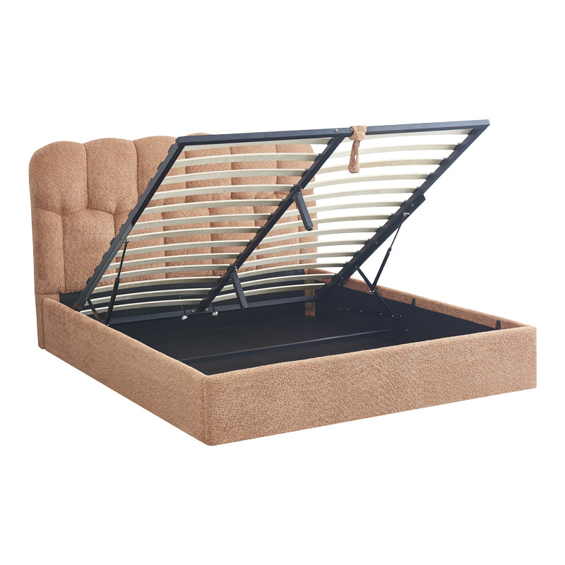 Κρεβάτι διπλό Sectra  terracotta μπουκλέ ύφασμα 160x200εκ - Pakobazaar