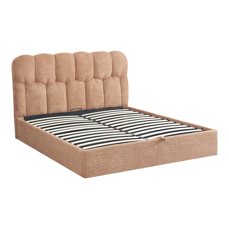 Κρεβάτι διπλό Sectra  terracotta μπουκλέ ύφασμα 160x200εκ - Pakobazaar
