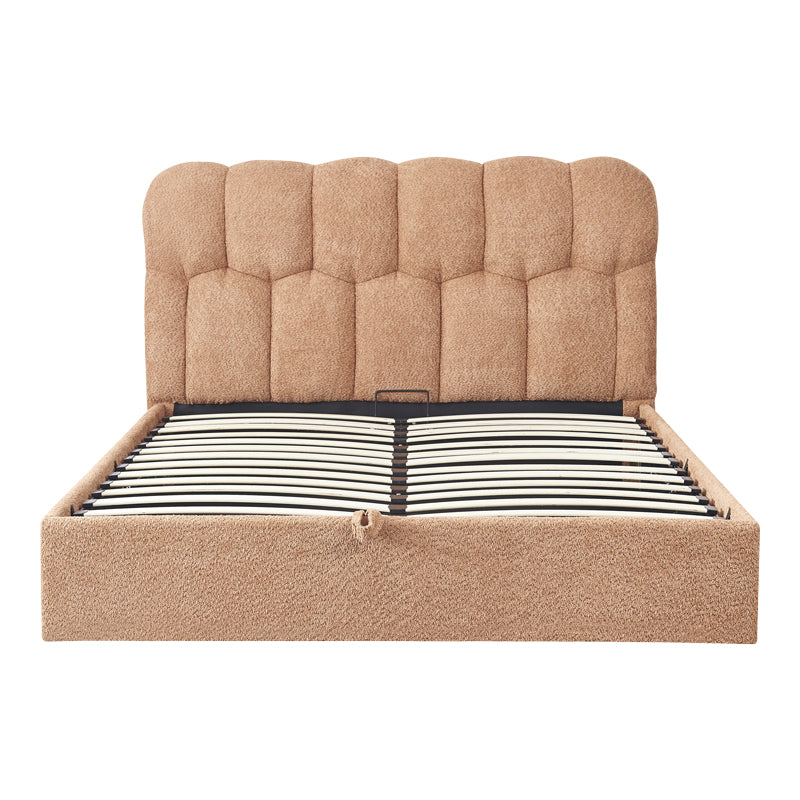 Κρεβάτι διπλό Sectra  terracotta μπουκλέ ύφασμα 160x200εκ - Pakobazaar