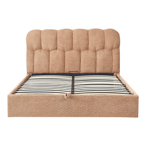 Κρεβάτι διπλό Sectra  terracotta μπουκλέ ύφασμα 160x200εκ - Pakobazaar