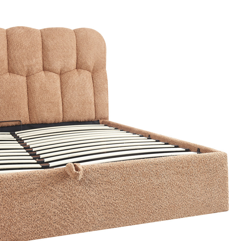 Κρεβάτι διπλό Sectra  terracotta μπουκλέ ύφασμα 160x200εκ - Pakobazaar