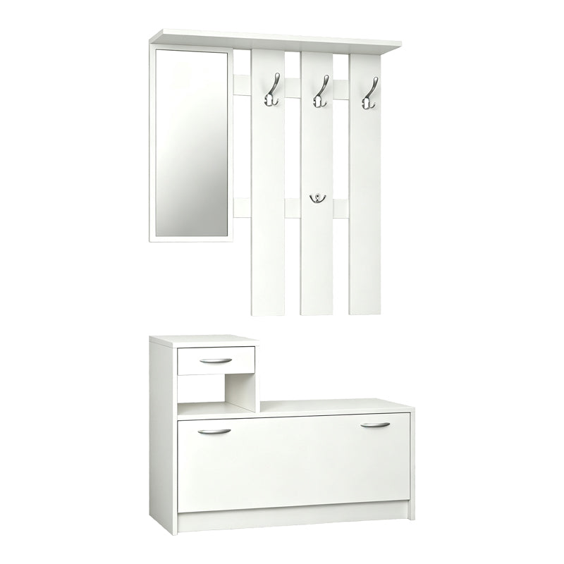 Έπιπλο εισόδου Jentia  με καθρέπτη λευκό MDF 100x24x186εκ - Pakobazaar