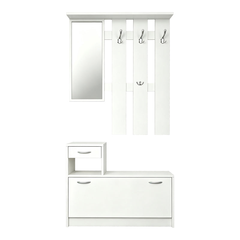 Έπιπλο εισόδου Jentia  με καθρέπτη λευκό MDF 100x24x186εκ - Pakobazaar