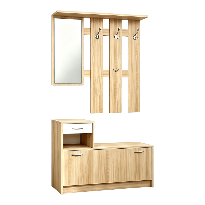 Έπιπλο εισόδου Jentia   με καθρέπτη sonoma με λευκό MDF 100x24x186εκ - Pakobazaar