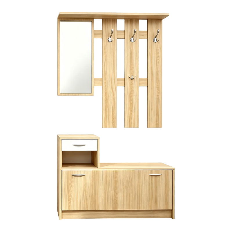 Έπιπλο εισόδου Jentia   με καθρέπτη sonoma με λευκό MDF 100x24x186εκ - Pakobazaar