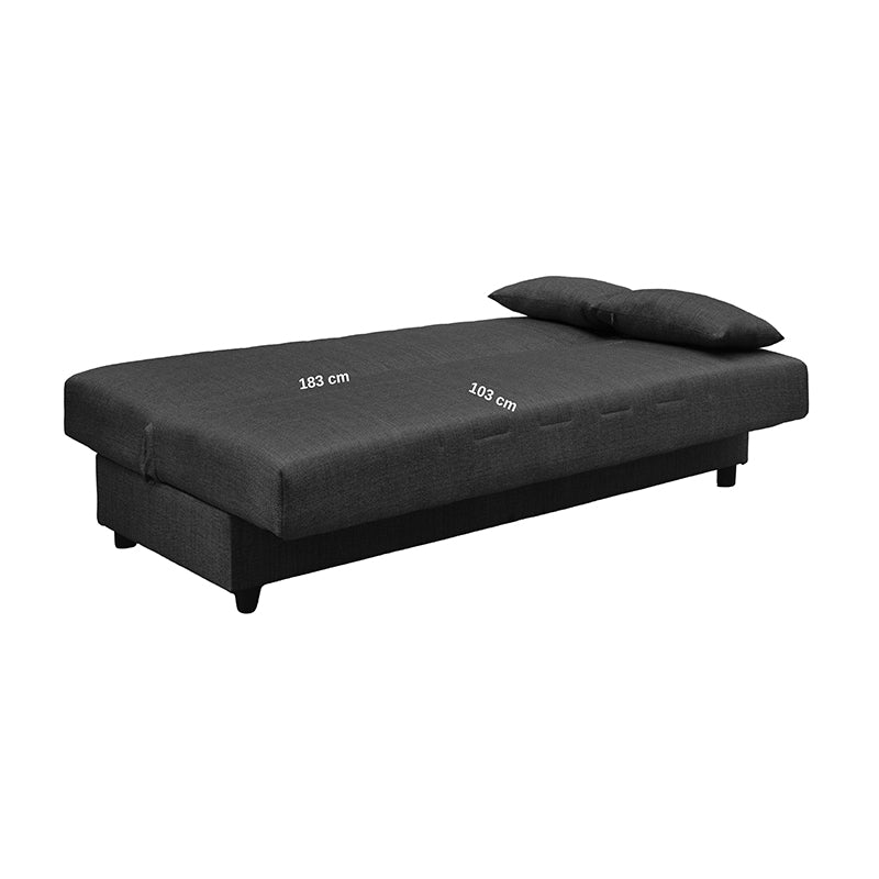 Καναπές Κρεβάτι Romina  τριθέσιος με αποθηκευτικό χώρο γκρι ύφασμα 180x75x85εκ - Pakobazaar