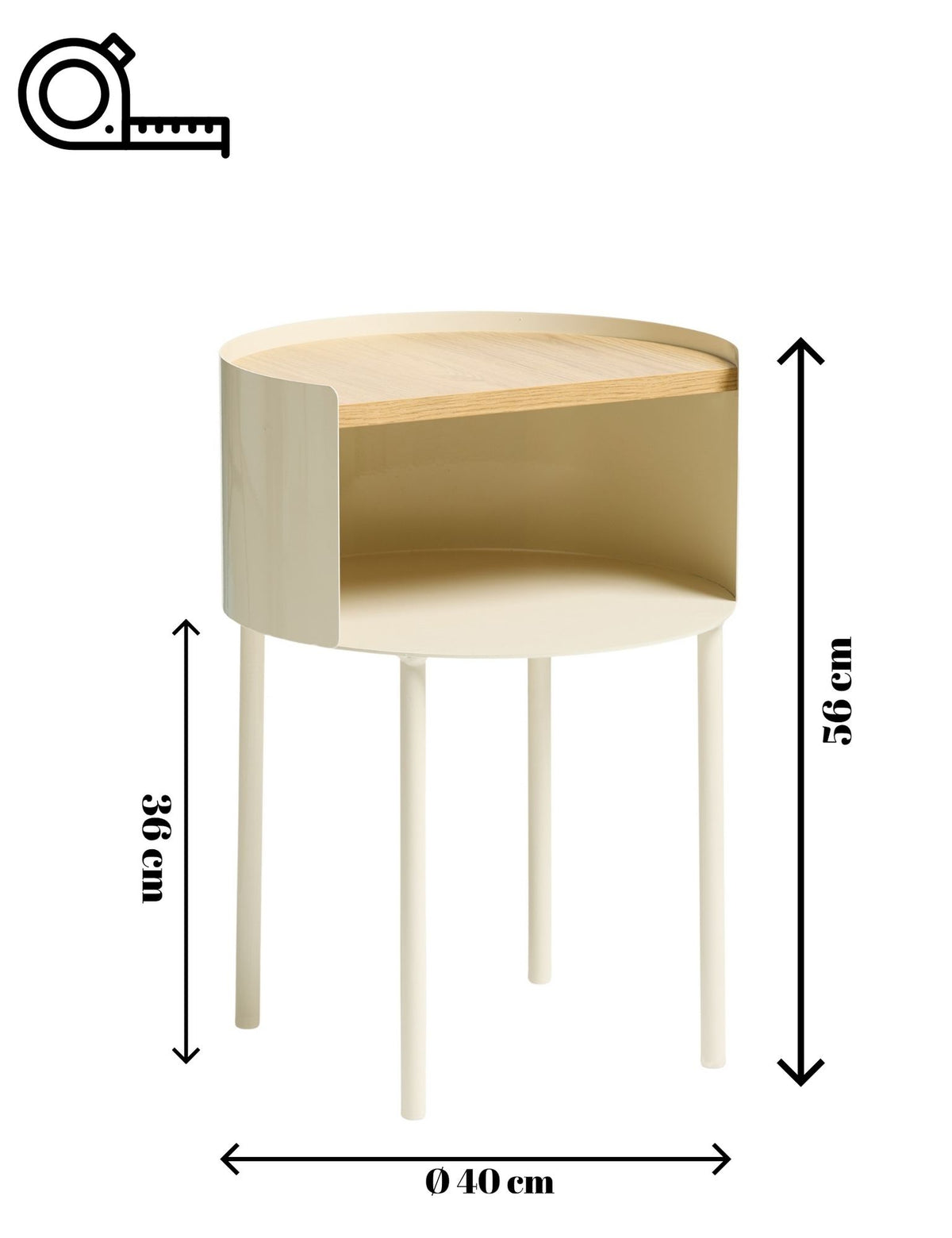 Βοηθητικό Τραπεζάκι Kinira Κρεμ 40x40x56 εκ. MDF