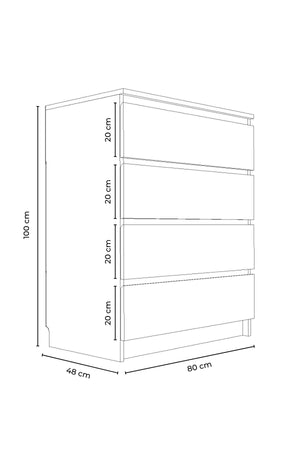 Συρταριέρα Kanalia Ανθρακί 80x48x100 εκ. Μελαμίνης