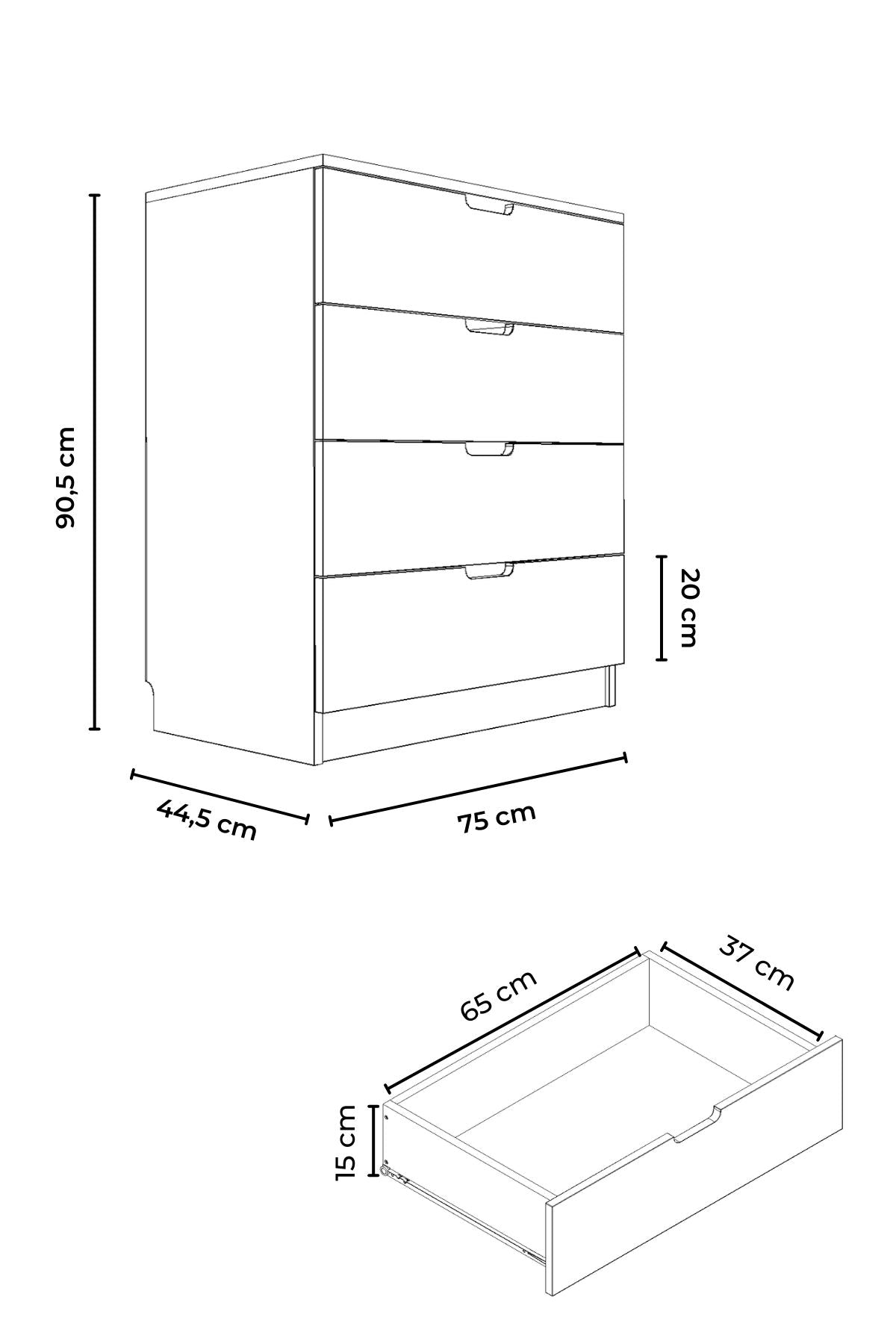 Συρταριέρα Kala Λευκό 75x44.5x90.5 εκ. Μελαμίνης