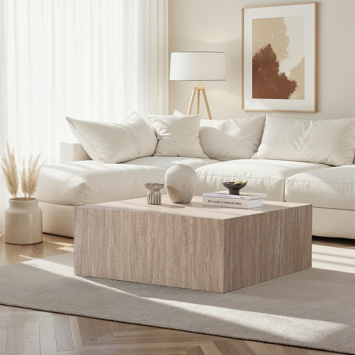 Τραπεζάκι Σαλονιού Klima Travertine 90x90x35 εκ. MDF