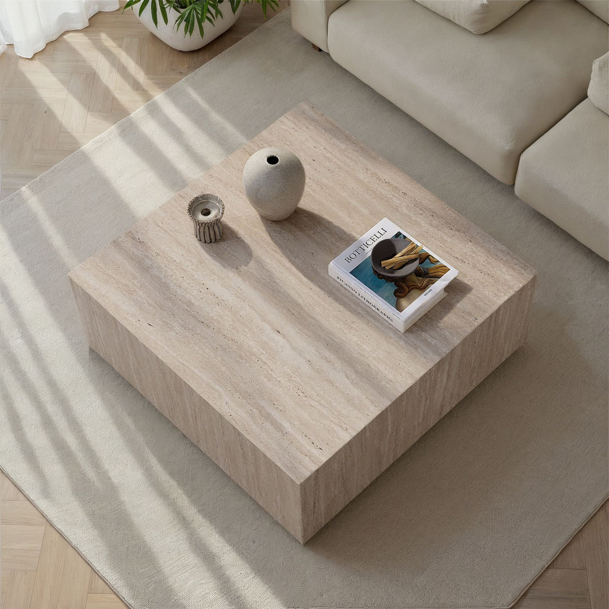 Τραπεζάκι Σαλονιού Klima Travertine 90x90x35 εκ. MDF