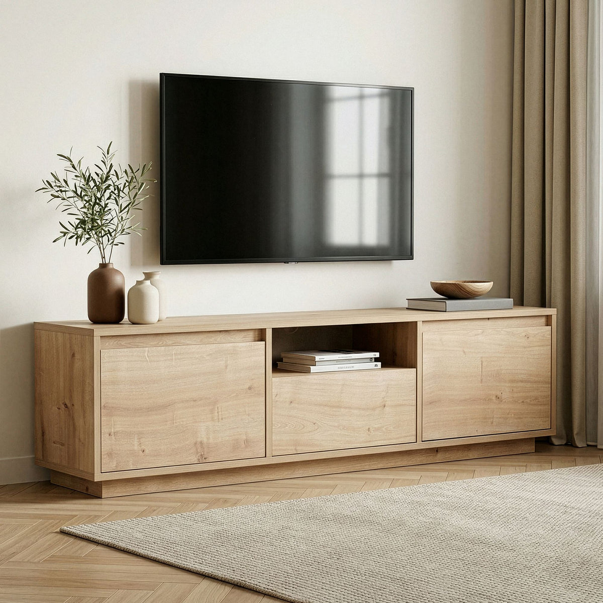 Έπιπλο Τηλεόρασης Glyfada Δρυς Sapphire 160x30x42 εκ. Μελαμίνης