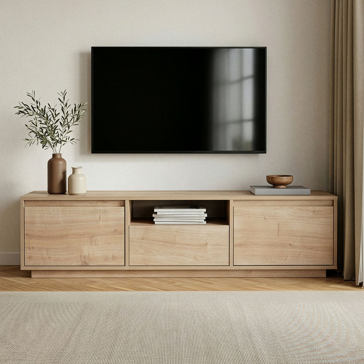 Έπιπλο Τηλεόρασης Glyfada Δρυς Sapphire 160x30x42 εκ. Μελαμίνης