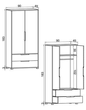 Ντουλάπα Chortata Λευκό 90x45x183 εκ. Μελαμίνης