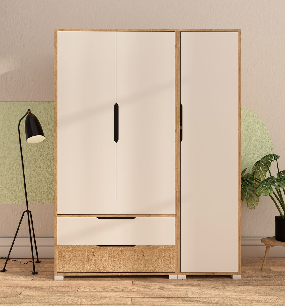 Ντουλάπα Trapezaki Δρυς Sapphire - Λευκό 137x45x183 εκ. Μελαμίνης