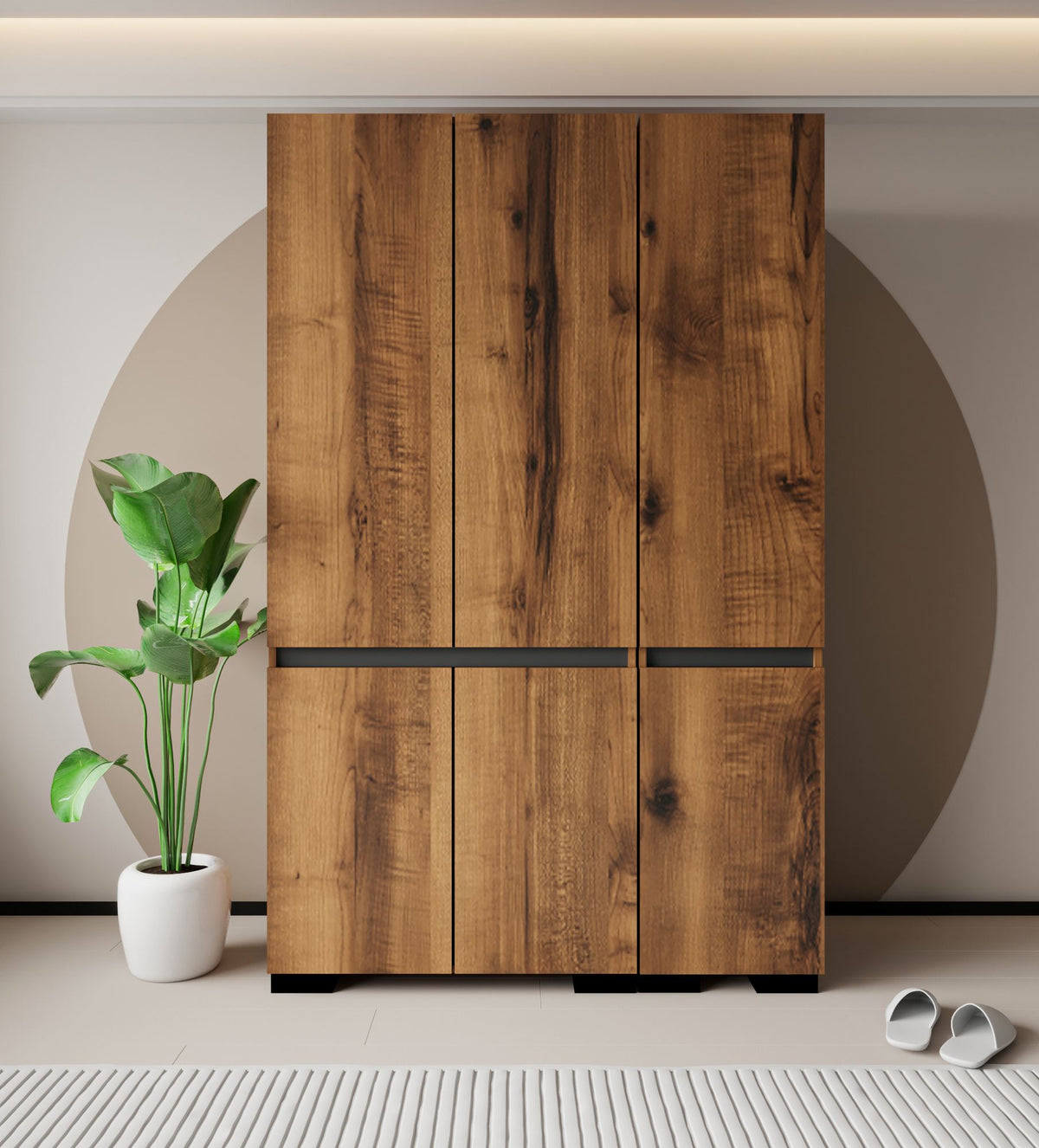 Ντουλάπα Organi Καρυδί - Ανθρακί 135x52x210 εκ. Μελαμίνης Κωδ. 1120
