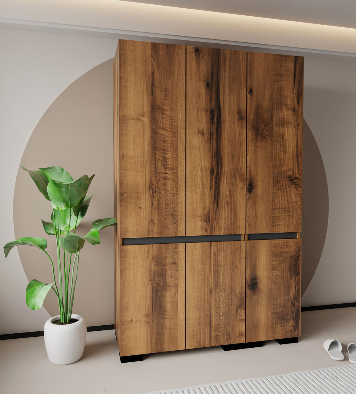 Ντουλάπα Organi Καρυδί - Ανθρακί 135x52x210 εκ. Μελαμίνης Κωδ. 1120