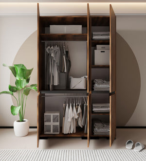 Ντουλάπα Organi Καρυδί - Ανθρακί 135x52x210 εκ. Μελαμίνης Κωδ. 1120