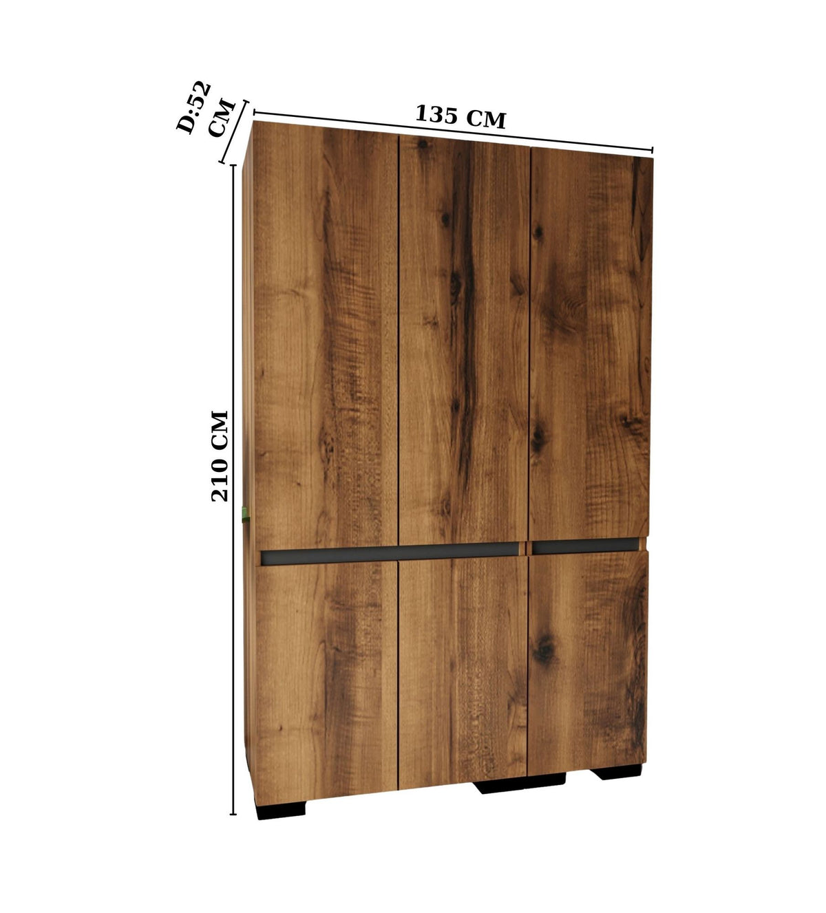 Ντουλάπα Organi Καρυδί - Ανθρακί 135x52x210 εκ. Μελαμίνης V2 - Pakobazaar