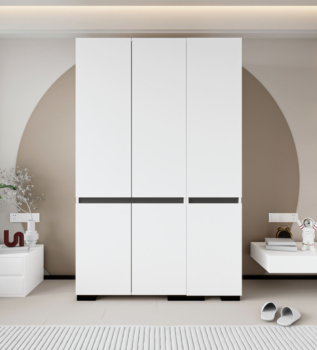 Ντουλάπα Organi Λευκό - Ανθρακί 135x52x210 εκ. Μελαμίνης Κωδ. 1123