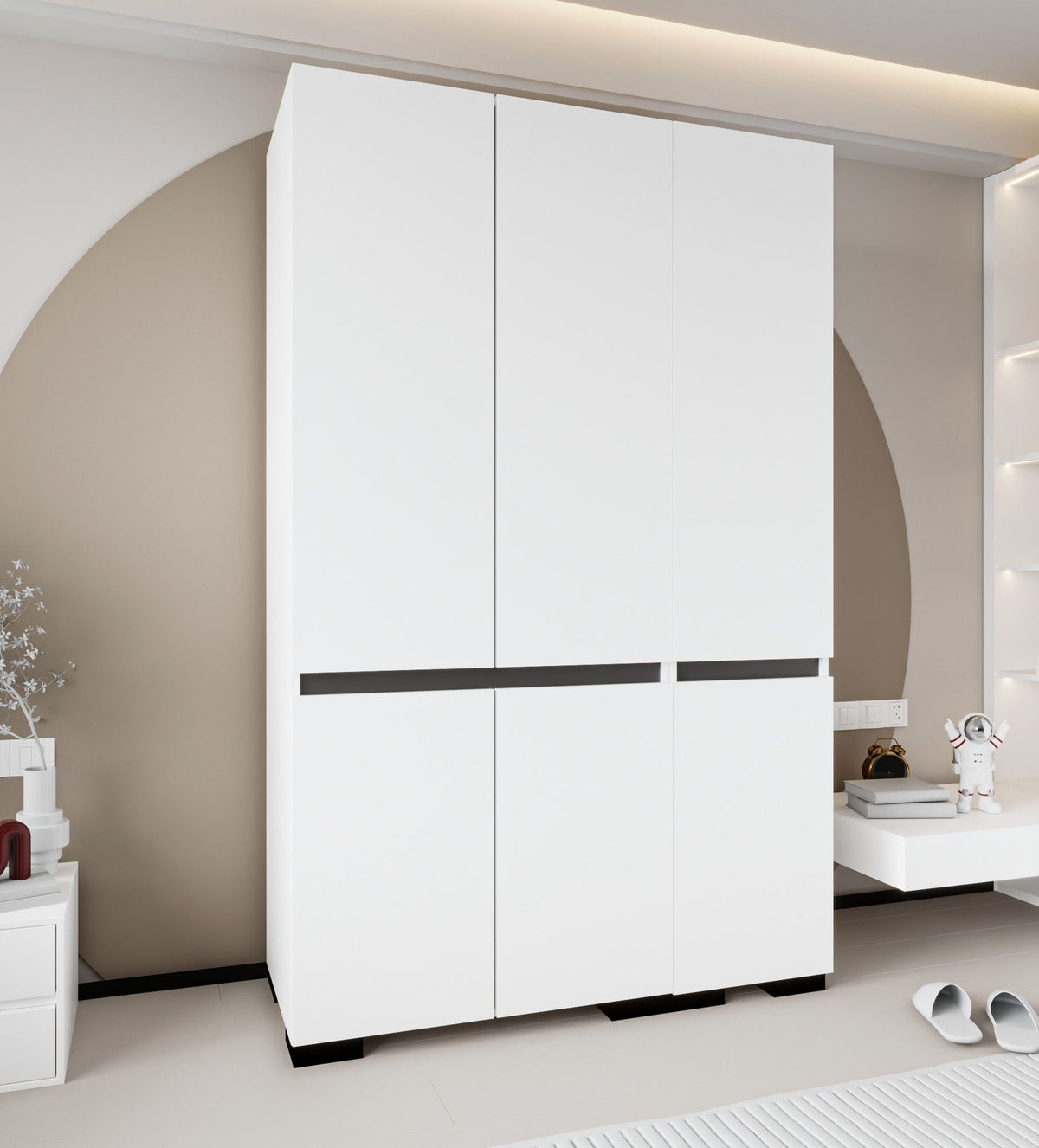 Ντουλάπα Organi Λευκό - Ανθρακί 135x52x210 εκ. Μελαμίνης Κωδ. 1123