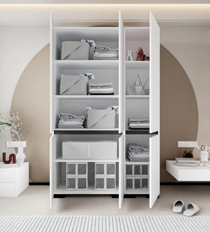 Ντουλάπα Organi Λευκό - Ανθρακί 135x52x210 εκ. Μελαμίνης Κωδ. 1123