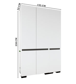 Ντουλάπα Organi Λευκό - Ανθρακί 135x52x210 εκ. Μελαμίνης Κωδ. 1123