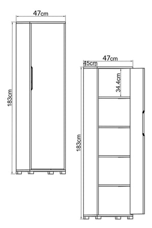 Ντουλάπα Makri Λευκό 184x45x183 εκ. Μελαμίνης