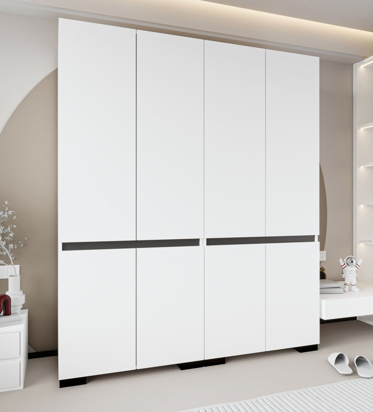 Ντουλάπα Kimmeria Λευκό - Ανθρακί 225x52x210 εκ. Μελαμίνης Κωδ. 1129 - Pakobazaar