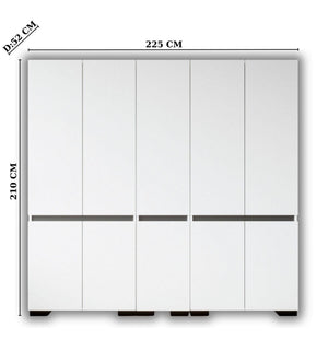 Ντουλάπα Kimmeria Λευκό - Ανθρακί 225x52x210 εκ. Μελαμίνης Κωδ. 1129 - Pakobazaar