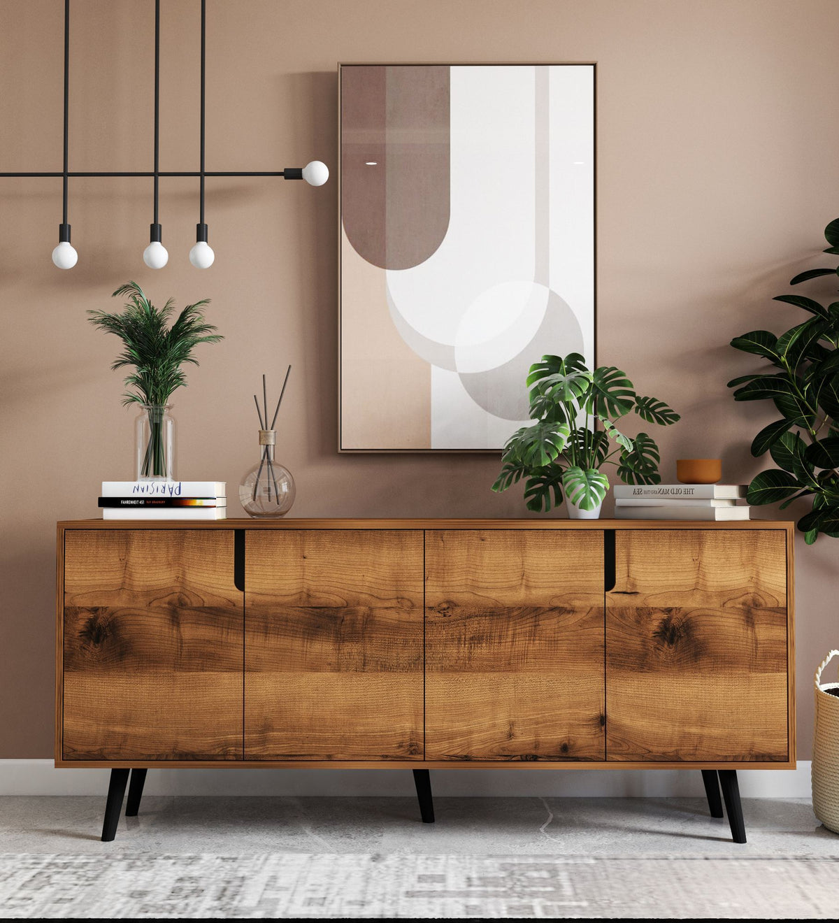 Κονσόλα Agistri Με Ράφια Καρυδί 180x45x80 εκ. Μελαμίνης - Pakobazaar