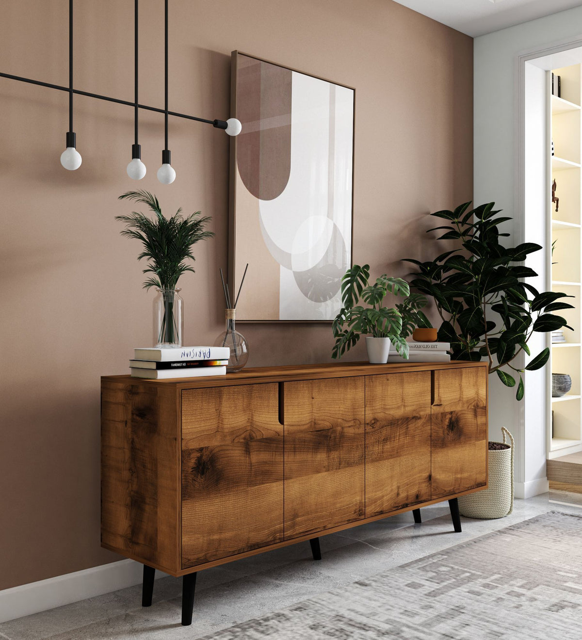 Κονσόλα Agistri Με Ράφια Καρυδί 180x45x80 εκ. Μελαμίνης - Pakobazaar