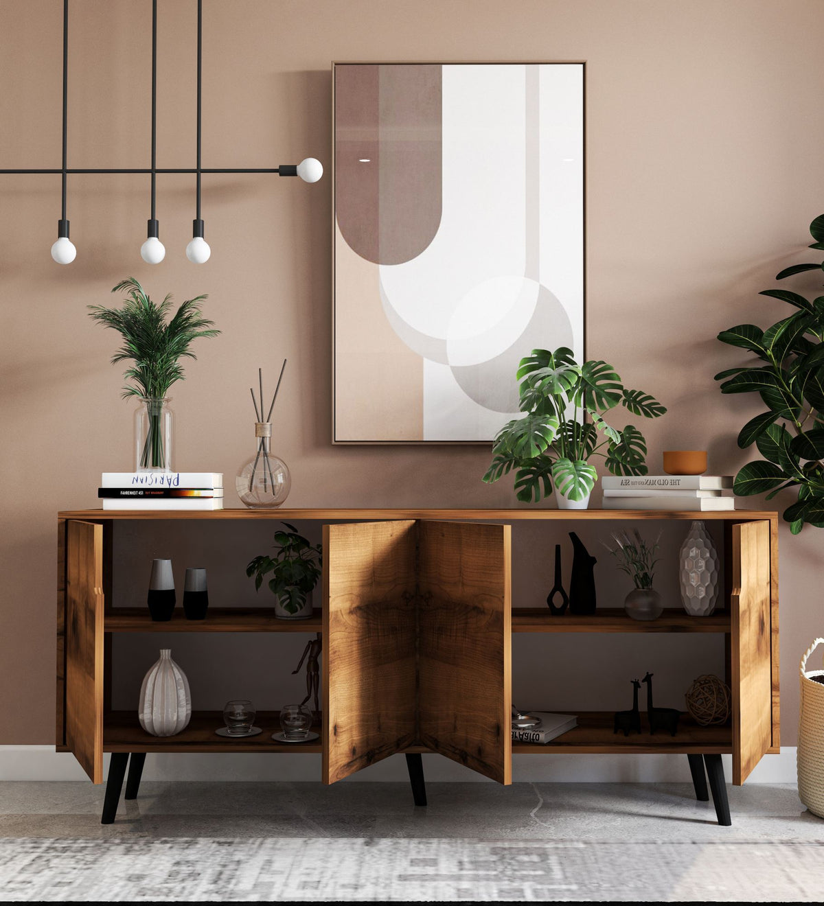 Κονσόλα Agistri Με Ράφια Καρυδί 180x45x80 εκ. Μελαμίνης - Pakobazaar